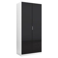 DREHTÜRENSCHRANK in Weiss, Dunkelgrau  - Weiss/Dunkelgrau, Konventionell, Glas/Holzwerkstoff (91/210/52cm) - Xora