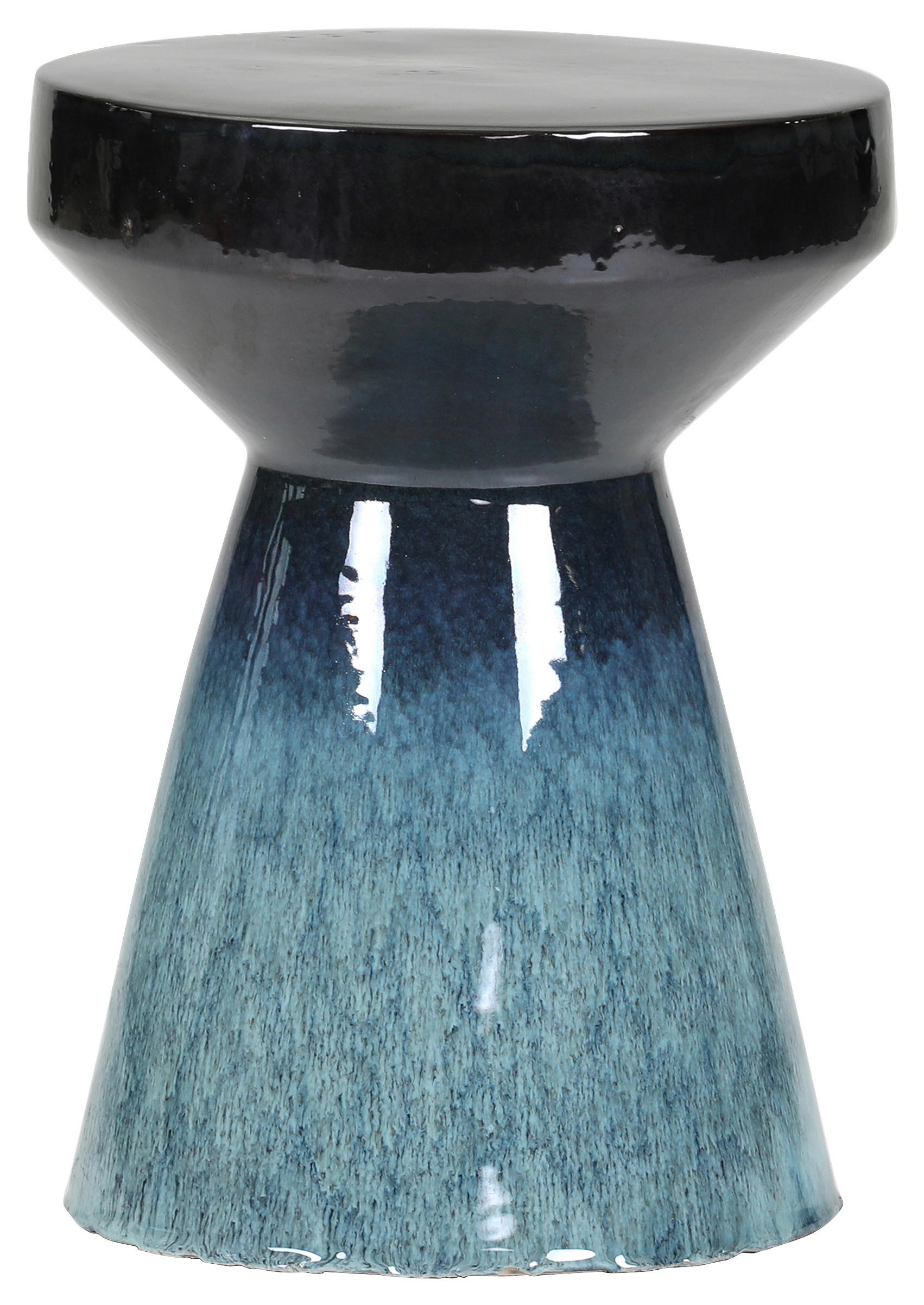 BEISTELLTISCH 33/33/45 cm Blau, Schwarz rund  - Blau/Schwarz, Design, Keramik (33/33/45cm) - Carryhome