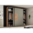 SCHWEBETÜRENSCHRANK  in Salbeigrün, Eiche Artisan  - Salbeigrün/Schwarz, KONVENTIONELL, Holzwerkstoff/Metall (270/225,5/63,7cm) - Xora