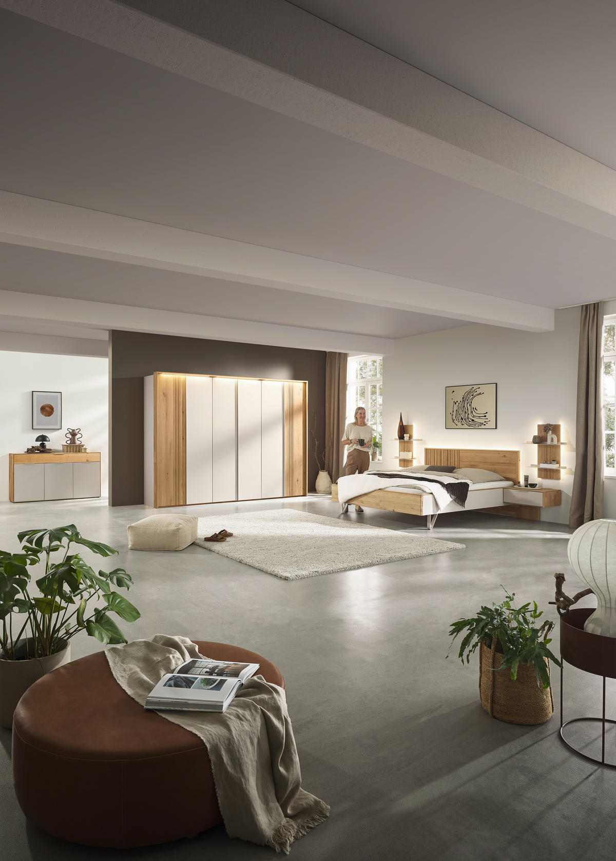 BETTANLAGE - Wildeiche/Perlmutt, Design, Holz (180/200cm) - Valnatura