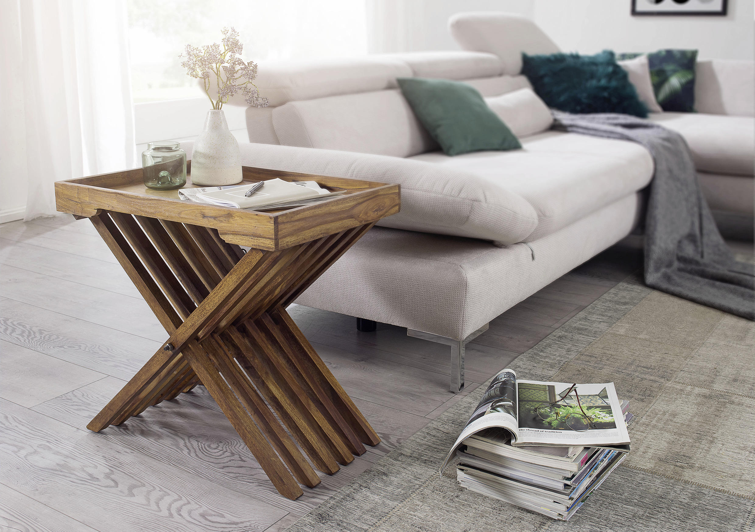 BEISTELLTISCH Sheesham massiv rechteckig Sheeshamfarben - Sheeshamfarben, Design, Holz (60/40/57cm) - MID.YOU