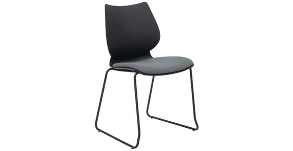 STUHL in Eisen Webstoff Metall, Kunststoff, Textil matt - Dunkelgrau/Schwarz, MODERN, Kunststoff/Textil (51,5/85.5/58.5cm) - Hom`in