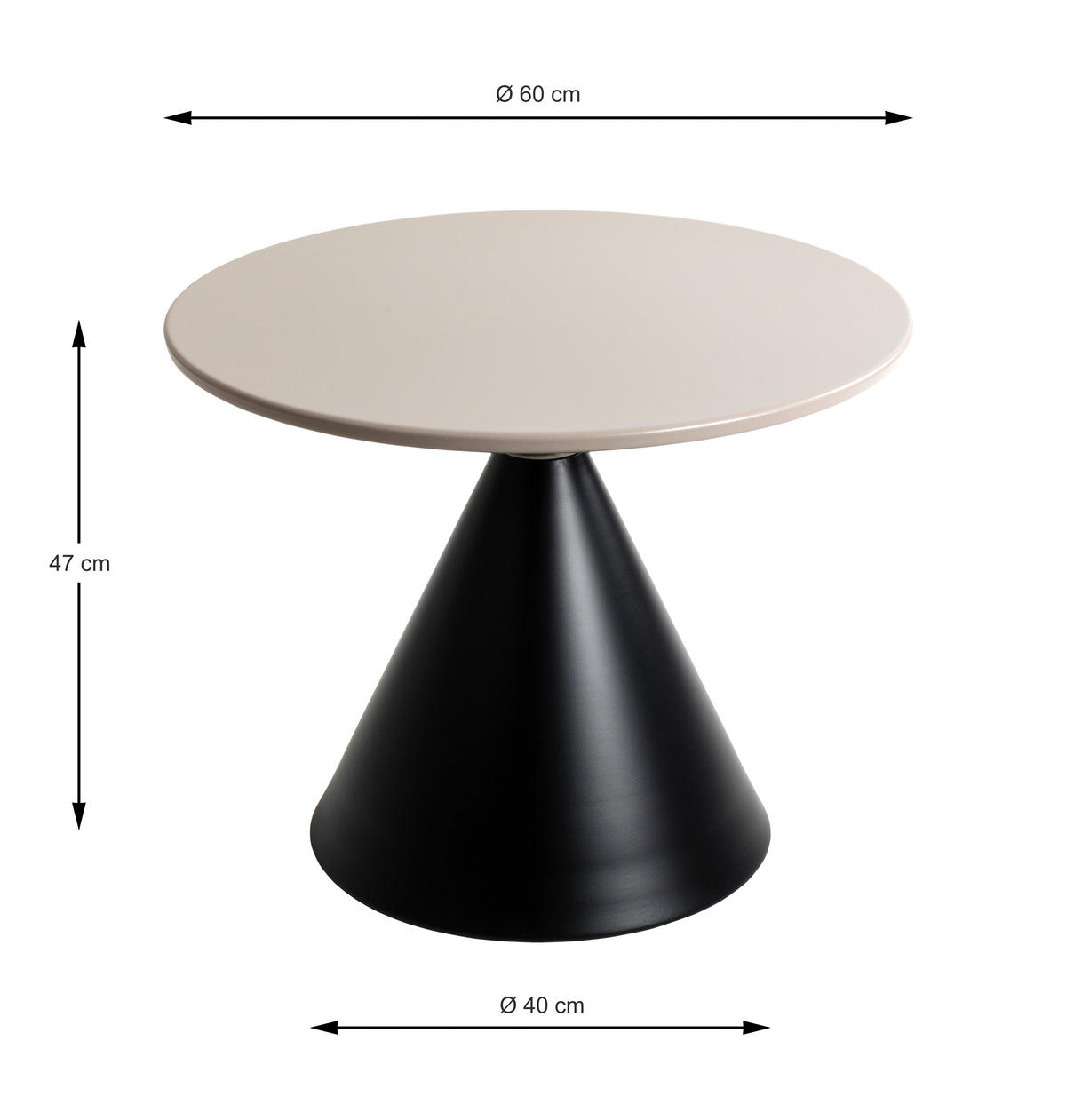 BEISTELLTISCH 60/60/48 cm Schwarz, Hellgrau rund  - Hellgrau/Schwarz, Trend, Metall (60/60/48cm)