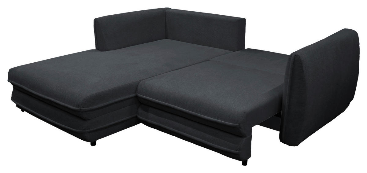 ECKSOFA Schwarz Struktur  - Schwarz, Design, Kunststoff/Textil (201/240cm) - MID.YOU
