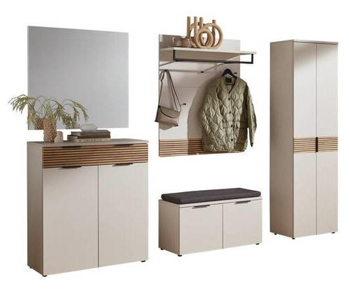 GARDEROBE 5-teilig  in 269/200/40 cm  - Kaschmir/Eichefarben, Design, Holzwerkstoff (269/200/40cm) - Voleo