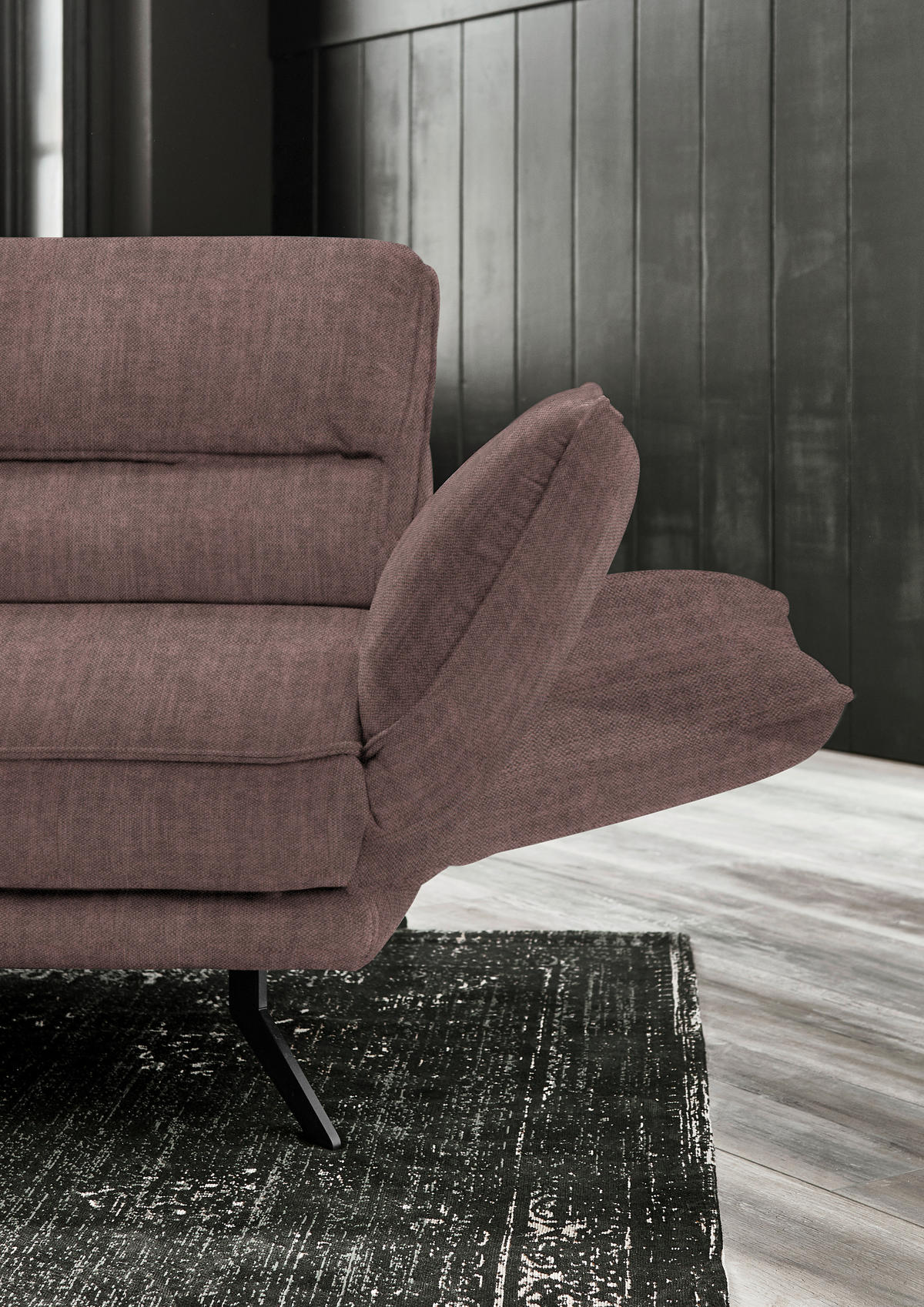 ECKSOFA in Velours Braun  - Schwarz/Braun, Design, Textil/Metall (153/283cm) - Valdera
