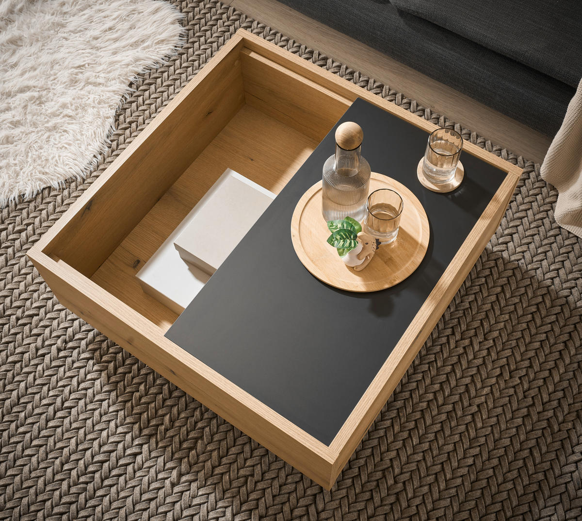 COUCHTISCH in Holzwerkstoff 76/35/75 cm  - Eichefarben/Graphitfarben, Design, Holzwerkstoff (76/35/75cm) - MID.YOU