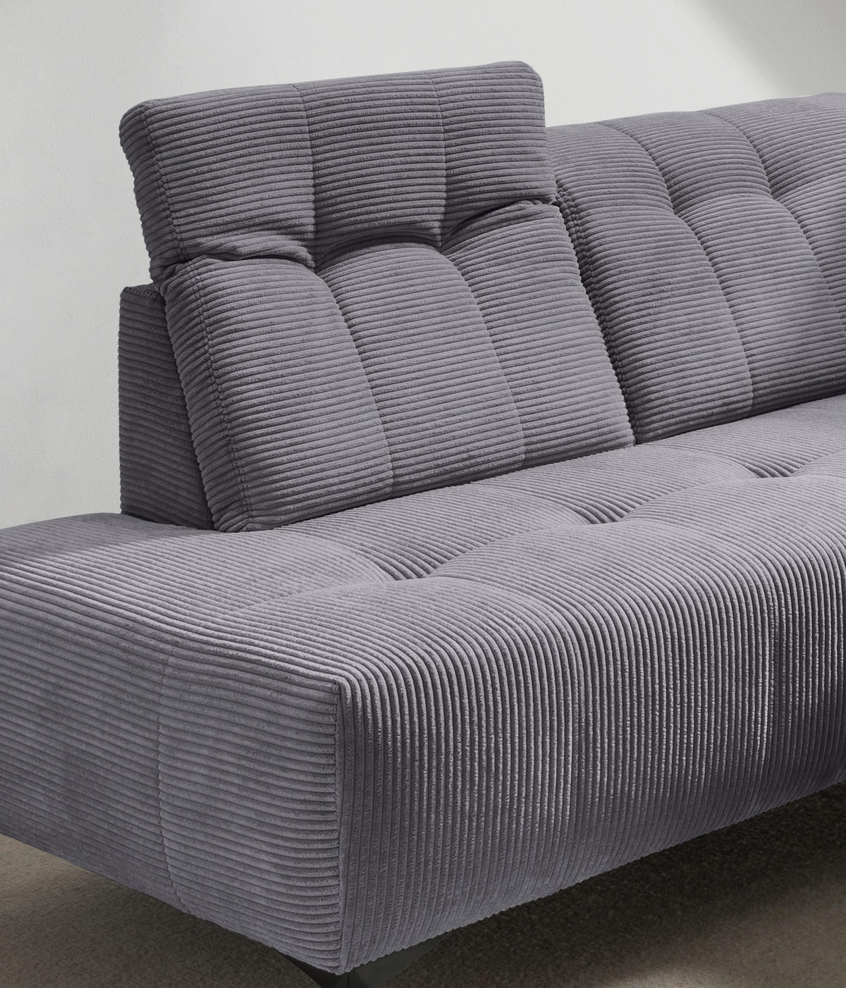 ECKSOFA in Cord Grau  - Schwarz/Grau, Modern, Textil/Metall (200/272cm) - Livetastic