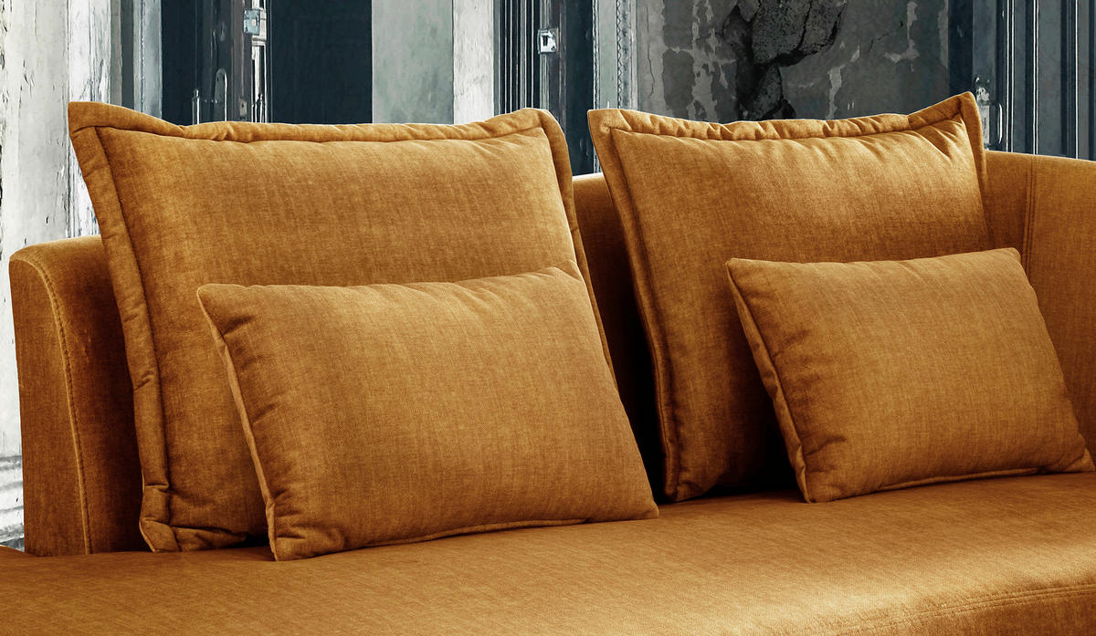 OTTOMANE in Velours Gelb  - Gelb/Schwarz, Modern, Textil/Metall (211/85/102cm) - Livetastic