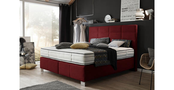 BOXSPRINGBETT 180/200 cm in Rotbraun - Rotbraun/Alufarben, KONVENTIONELL, Holzwerkstoff/Textil (180/200cm) - Dieter Knoll