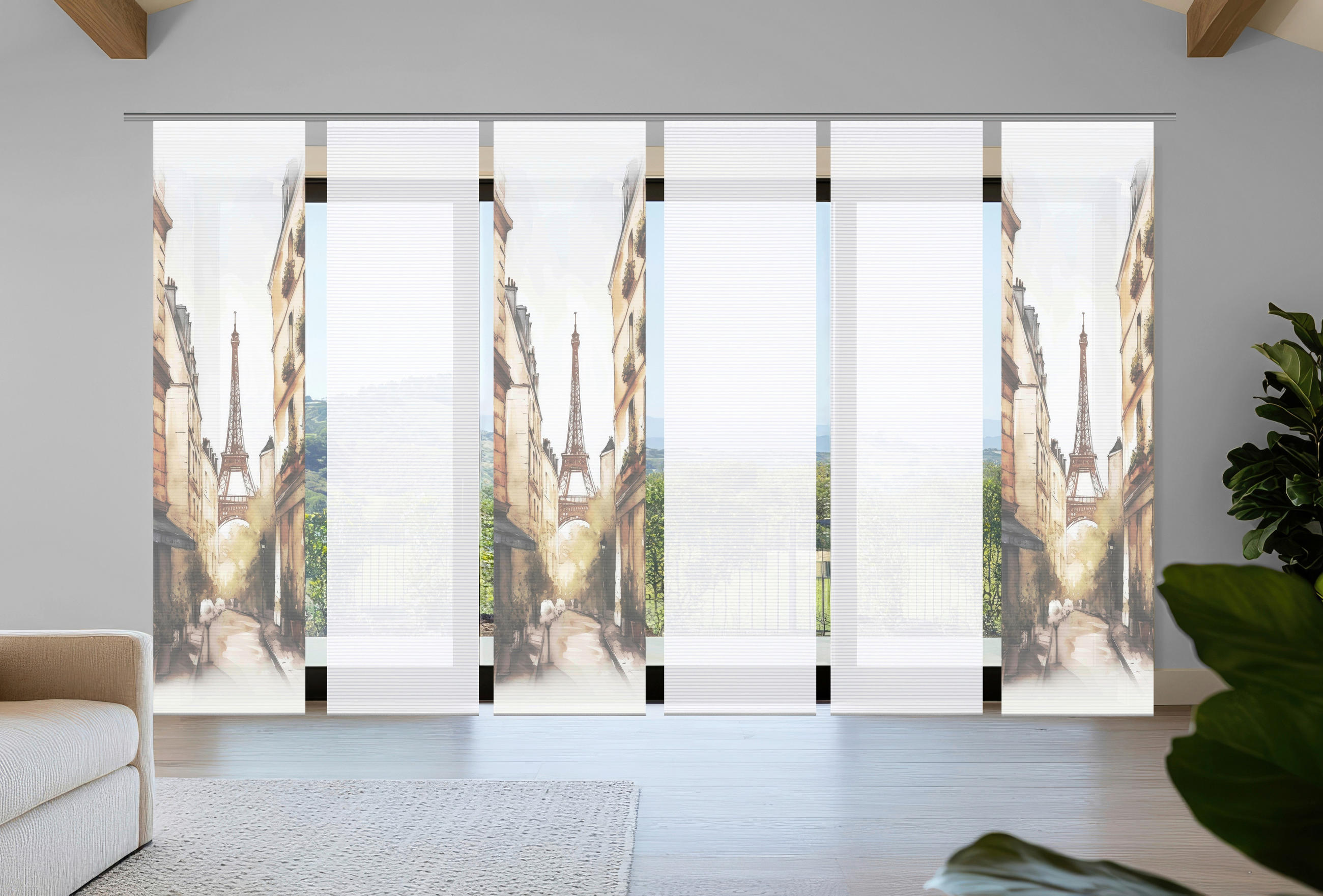FLÄCHENVORHANG  6 Stück  blickdicht  60/245 cm   - Naturfarben/Weiß, LIFESTYLE, Textil (60/245cm)