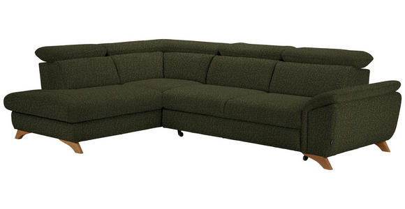 ECKSOFA in Chenille Olivgrün  - Eichefarben/Olivgrün, MODERN, Holz/Textil (212/287cm) - Valnatura