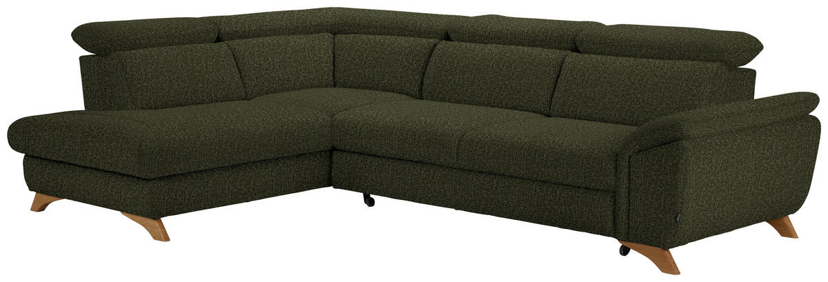 ECKSOFA in Chenille Olivgrün  - Eichefarben/Olivgrün, Modern, Holz/Textil (212/287cm) - Valnatura