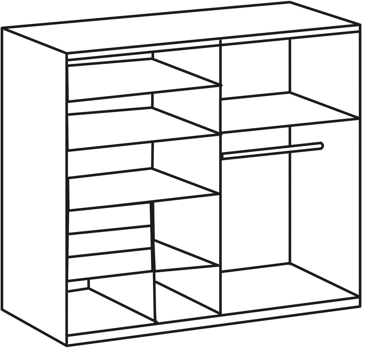OMARA Z DRSNIMI VRATI, barve grafita, barve hrasta  - črna/barve hrasta, Trend, kovina/leseni material (180/198/65cm) - Hom`in