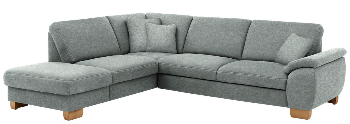 ECKSOFA in Mikrofaser Grau  - Wildeiche/Beige, Konventionell, Holz/Textil (236/286cm) - Voleo