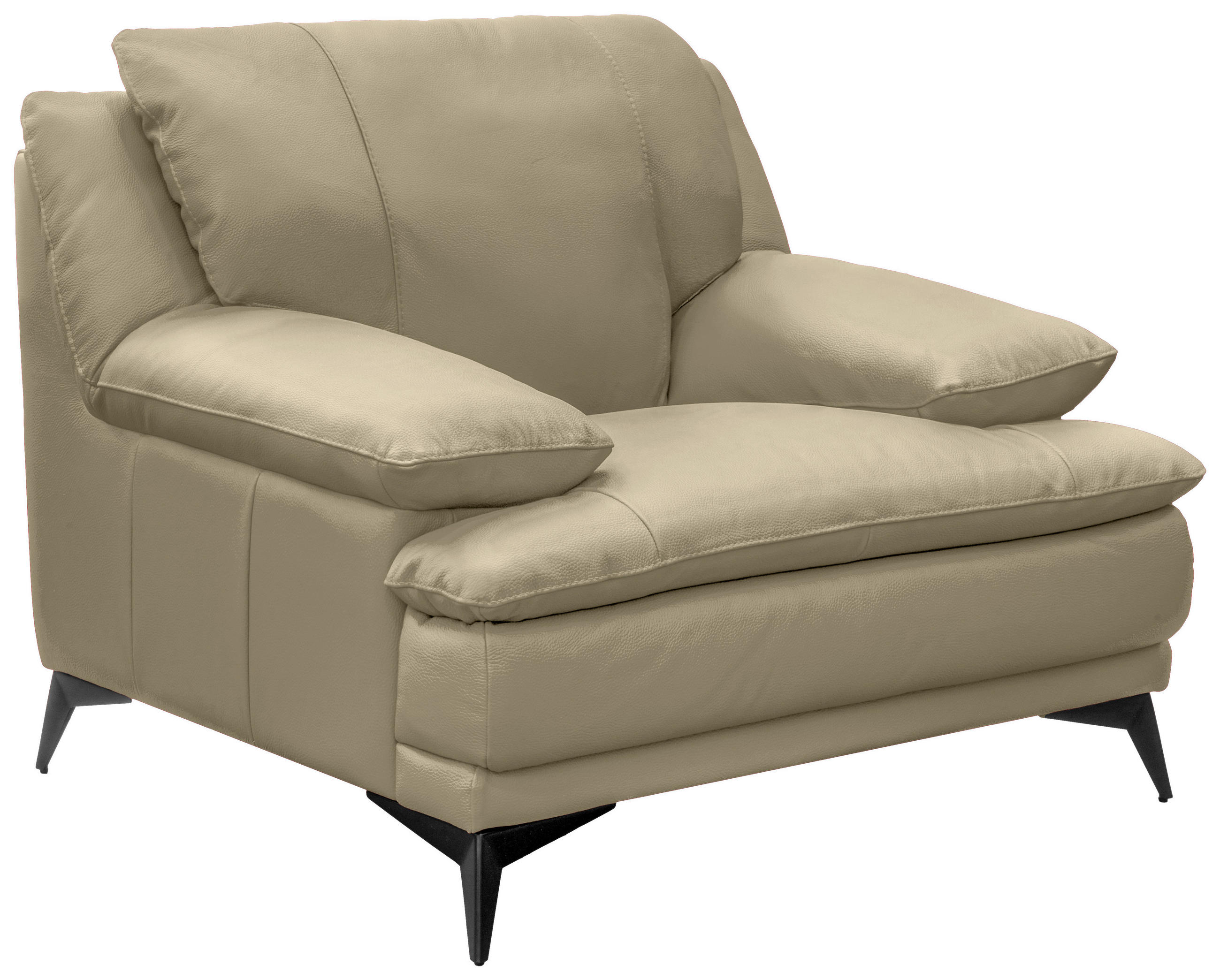 SESSEL in Echtleder Fango  - Fango/Schwarz, Design, Leder/Metall (115/92/98cm) - Novel