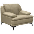 SESSEL in Echtleder Fango  - Fango/Schwarz, Design, Leder/Metall (115/92/98cm) - Novel