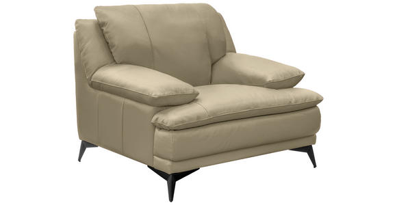 SESSEL in Echtleder Fango  - Fango/Schwarz, Design, Leder/Metall (115/92/98cm) - Novel