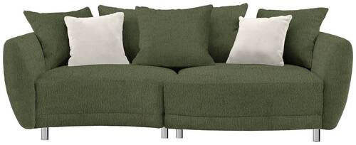 BIGSOFA in Chenille Olivgrün  - Silberfarben/Olivgrün, Design, Kunststoff/Textil (243/72/143cm) - Carryhome