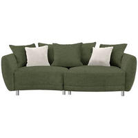 BIGSOFA in Chenille Olivgrün  - Silberfarben/Olivgrün, Design, Kunststoff/Textil (243/72/143cm) - Carryhome