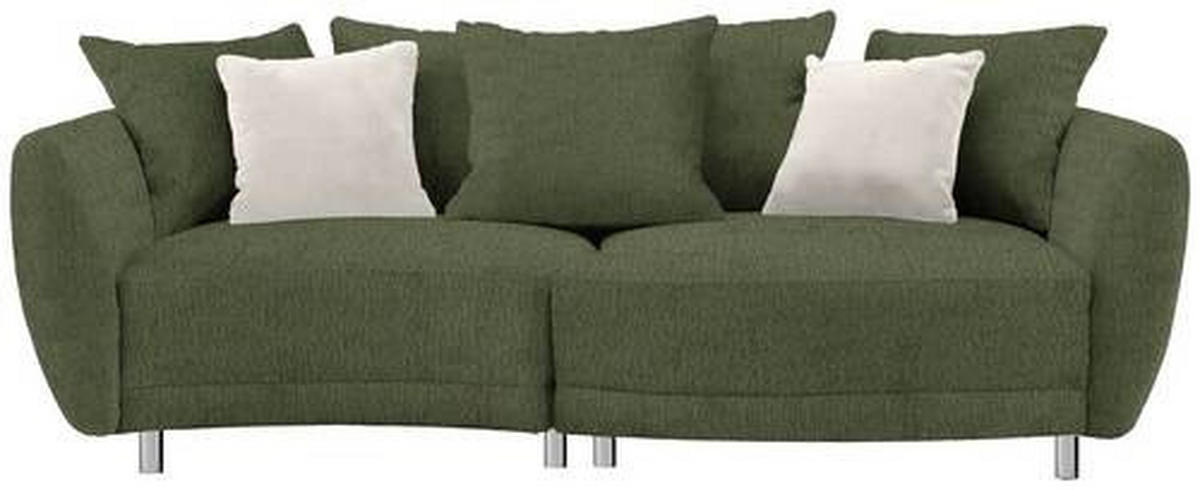 BIGSOFA in Chenille Olivgrün  - Silberfarben/Olivgrün, Design, Kunststoff/Textil (243/72/143cm) - Carryhome