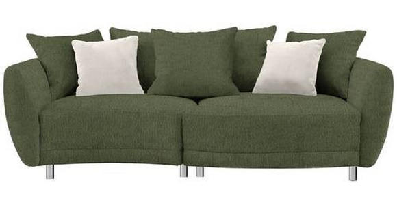 BIGSOFA Chenille Olivgrün  - Silberfarben/Olivgrün, Design, Kunststoff/Textil (243/72/143cm) - Carryhome