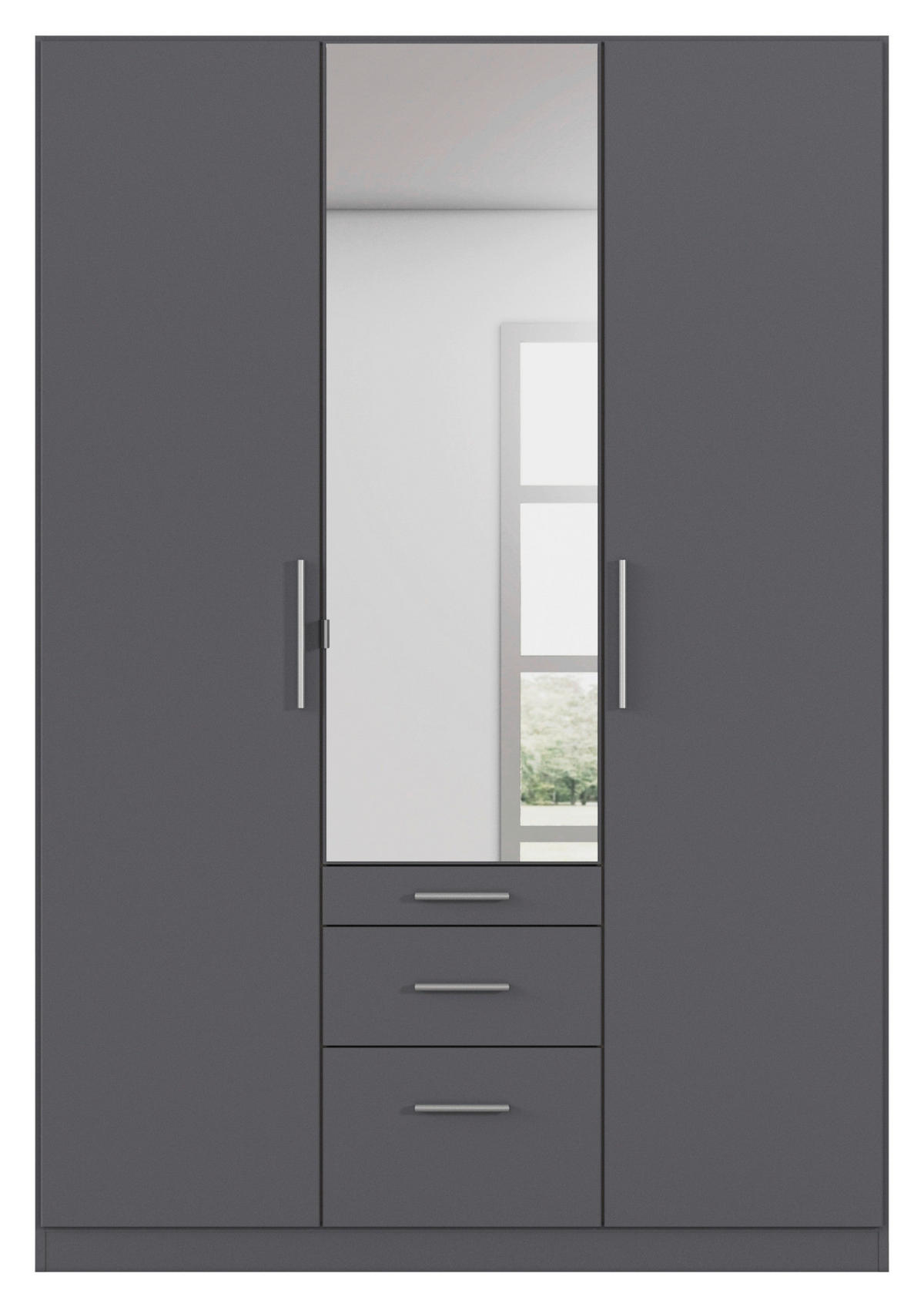 DREHTÜRENSCHRANK 136/210/54 cm,  in Grau, 3-türig  - Alufarben/Grau, KONVENTIONELL, Glas/Holzwerkstoff (136/210/54cm) - home24