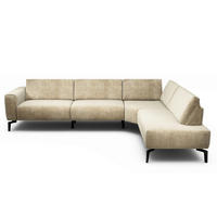 ECKSOFA Cosy Sandfarben Samt  - Sandfarben/Schwarz, Design, Textil/Metall (296/213cm) - SENSOO