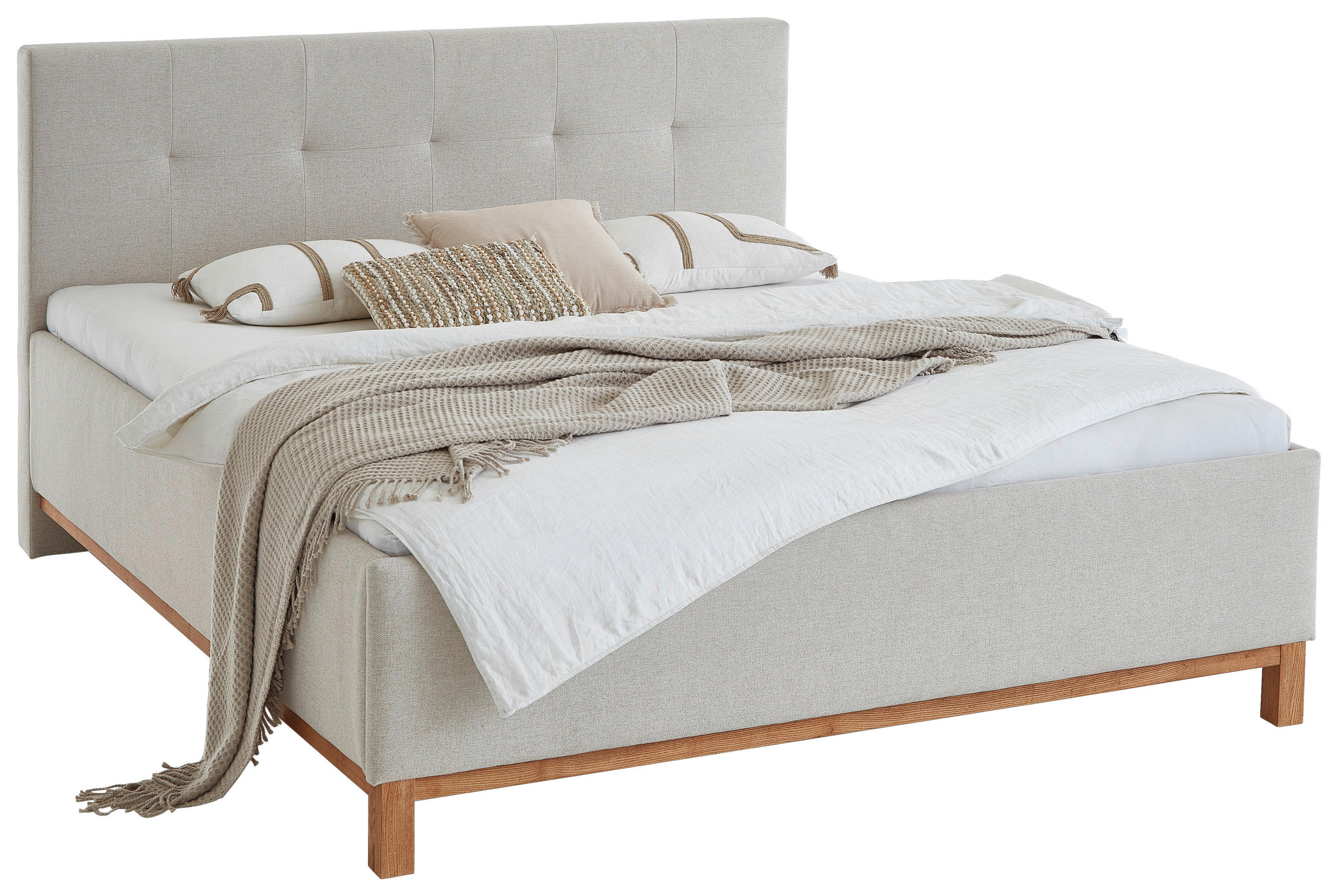 POLSTERBETT 180/200 cm  in Sandfarben  - Sandfarben, MODERN, Holz/Textil (180/200cm) - Livetastic