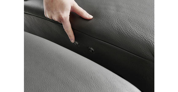 3-SITZER-SOFA Echtleder Anthrazit - Anthrazit/Alufarben, Design, Leder/Metall (190/82/99cm) - Dieter Knoll