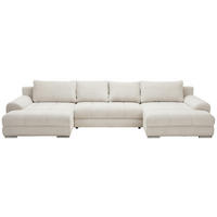 WOHNLANDSCHAFT Naturfarben Cord  - Chromfarben/Naturfarben, KONVENTIONELL, Kunststoff/Textil (180/376/180cm) - Carryhome