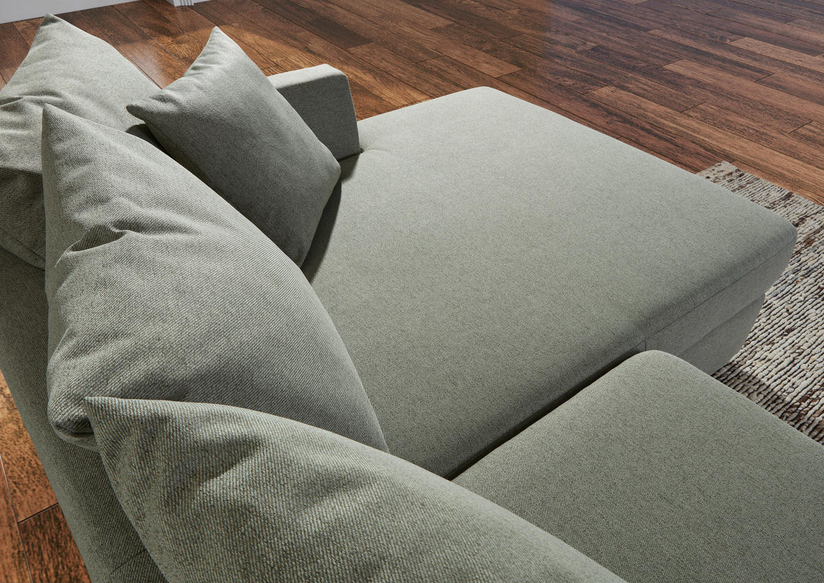 ECKSOFA in Flachgewebe Grün  - Schwarz/Grün, Design, Kunststoff/Textil (235/175cm) - home24