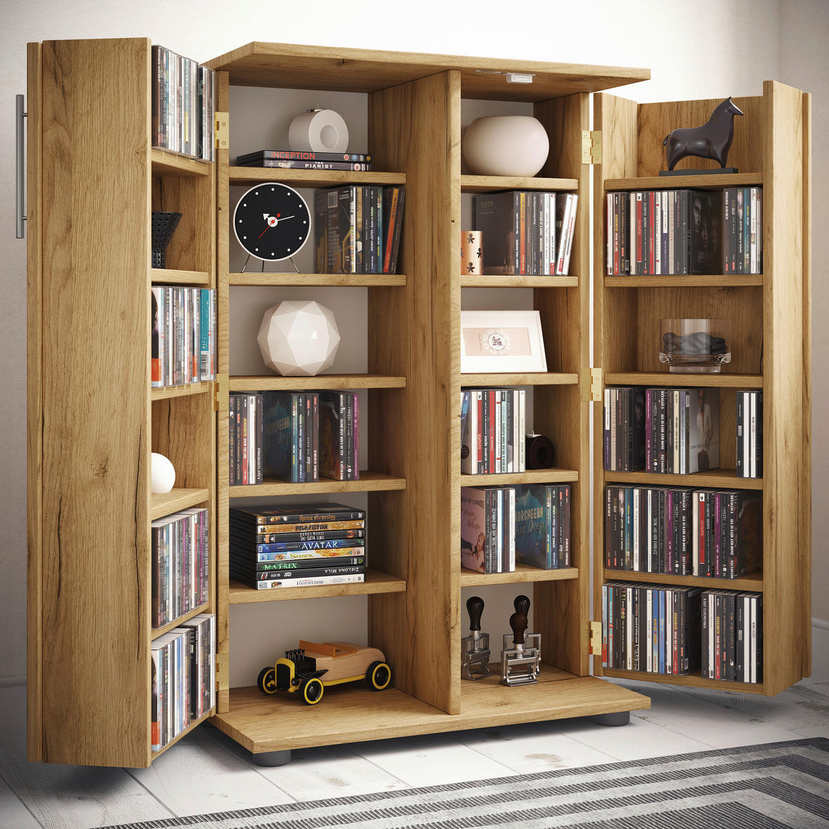 CD-REGAL Honigeiche  - Honigeiche/Schwarz, Design, Holzwerkstoff/Kunststoff (60/93/31cm) - MID.YOU