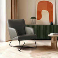 SESSEL Echtleder Schlammfarben  - Schlammfarben/Schwarz, Design, Leder/Metall (67/87/74cm) - Livetastic