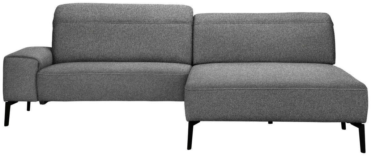 ECKSOFA in Mikrofaser Grau  - Schwarz/Grau, Design, Textil/Metall (273/203cm) - Johann Jakob