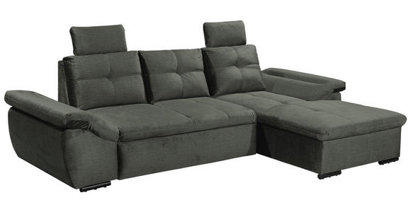 ECKSOFA in Mikrovelours Dunkelgrün - Dunkelgrün/Schwarz, KONVENTIONELL, Kunststoff/Textil (275/170cm) - Carryhome