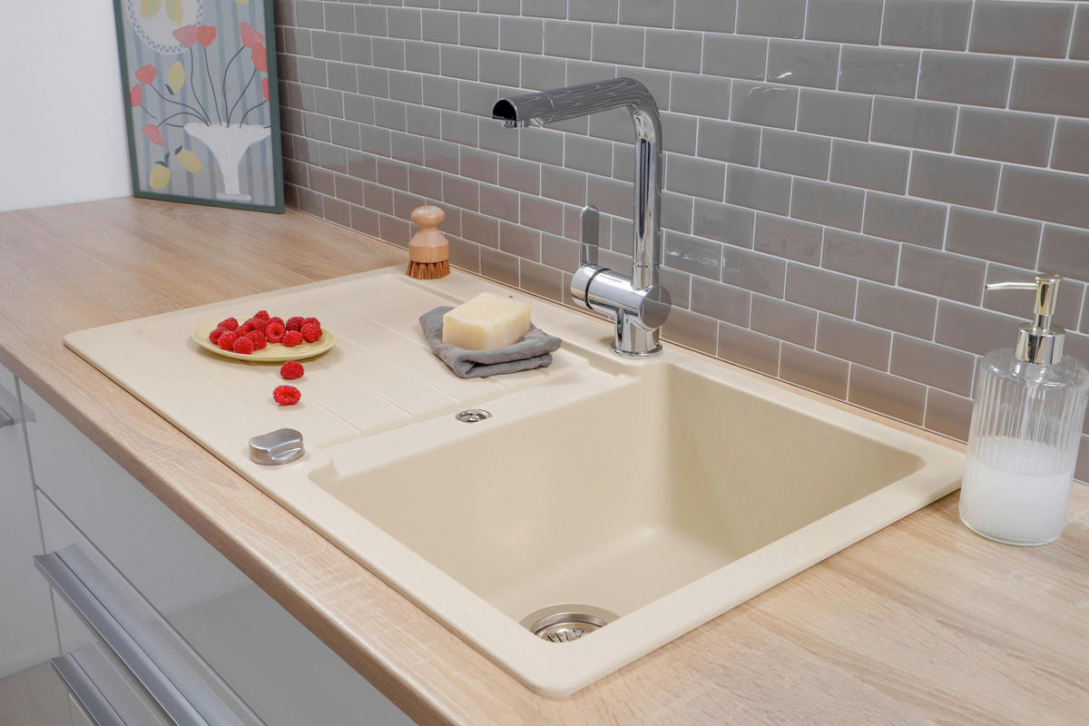 SPÜLE AUSTIN86X50V  - Creme, Design, Stein (86/21/50cm) - Respekta