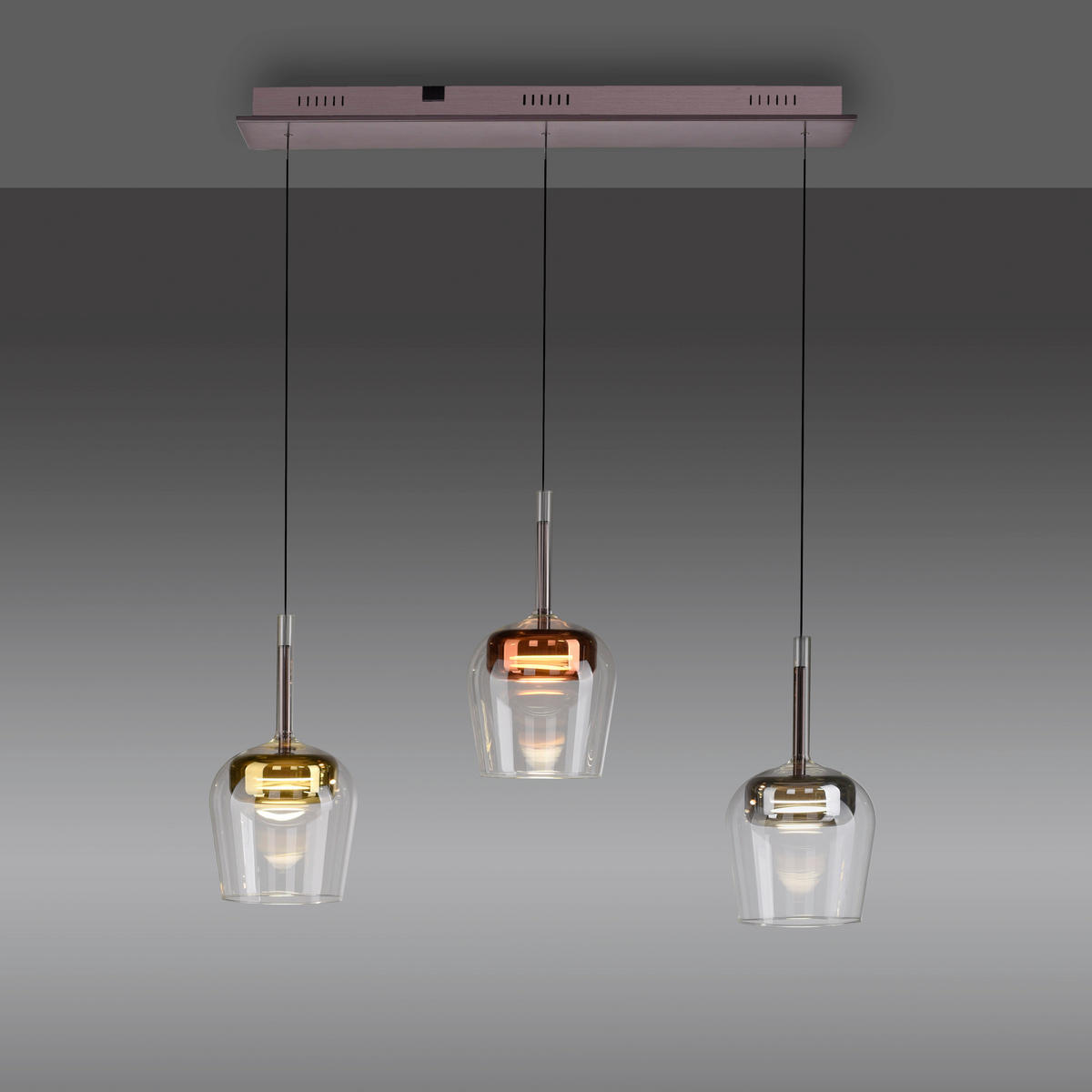 LED-HÄNGELEUCHTE 93/21/200 cm    - Silberfarben/Goldfarben, Design, Kunststoff/Metall (93/21/200cm)