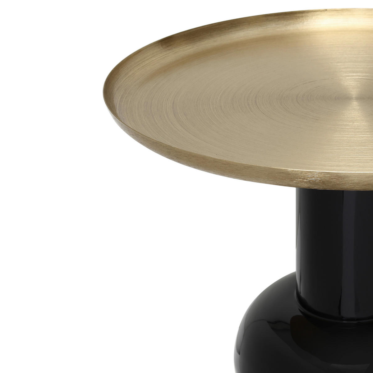 BEISTELLTISCH Schwarz, Goldfarben rund  - Schwarz Hochglanz/Goldfarben, Design, Metall (50/50cm) - Kayoom