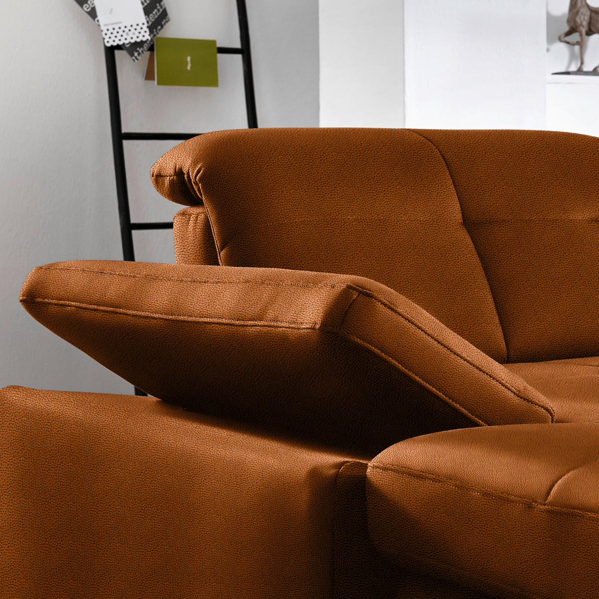 ECKSOFA  in Flachgewebe Cognac  309/195 cm  - Chromfarben/Cognac, Design, Textil (309/195cm) - Beldomo Style