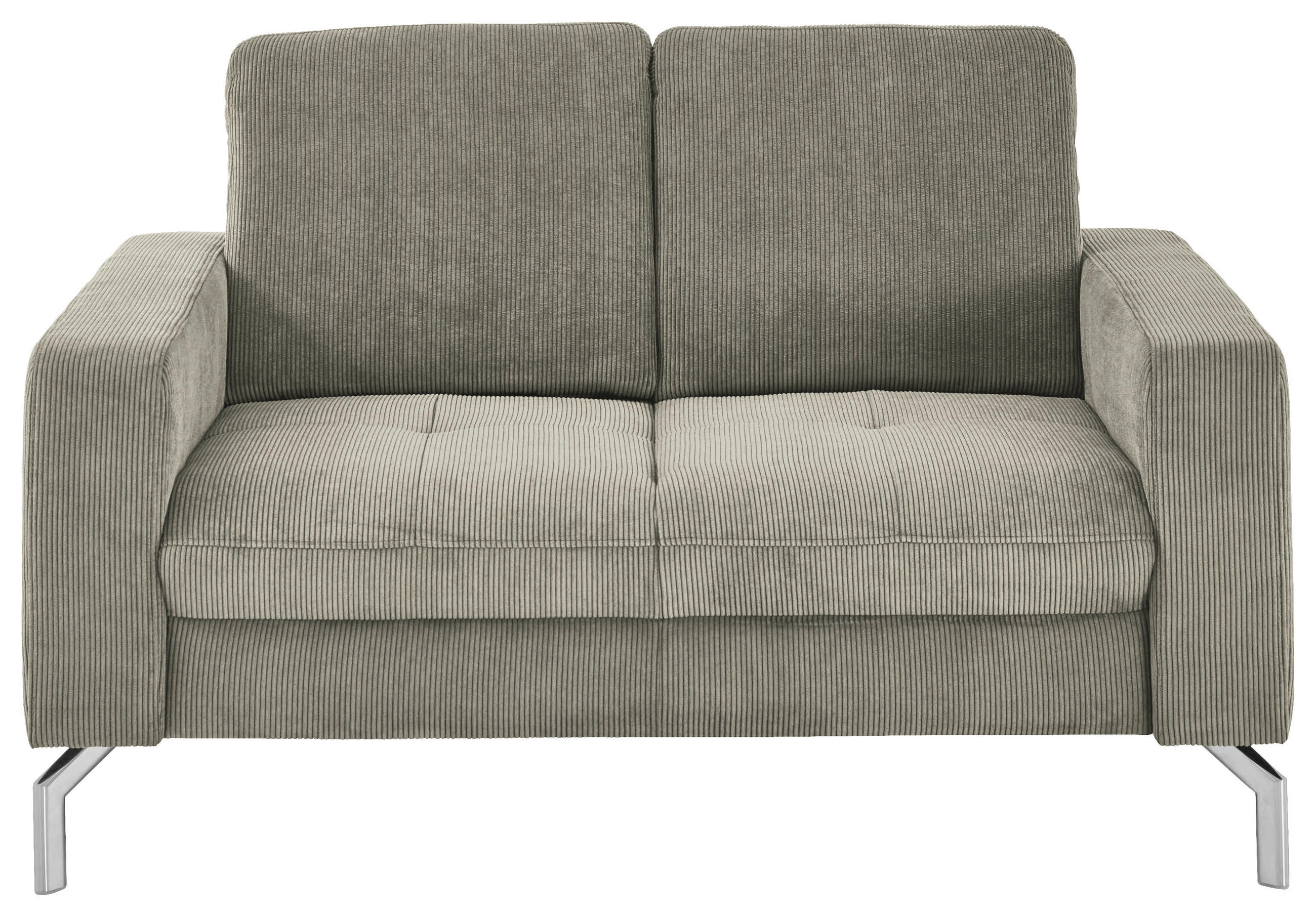 2-SITZER-SOFA  in Feincord Greige  - Chromfarben/Greige, Design, Textil/Metall (142/87/105cm) - Beldomo Style