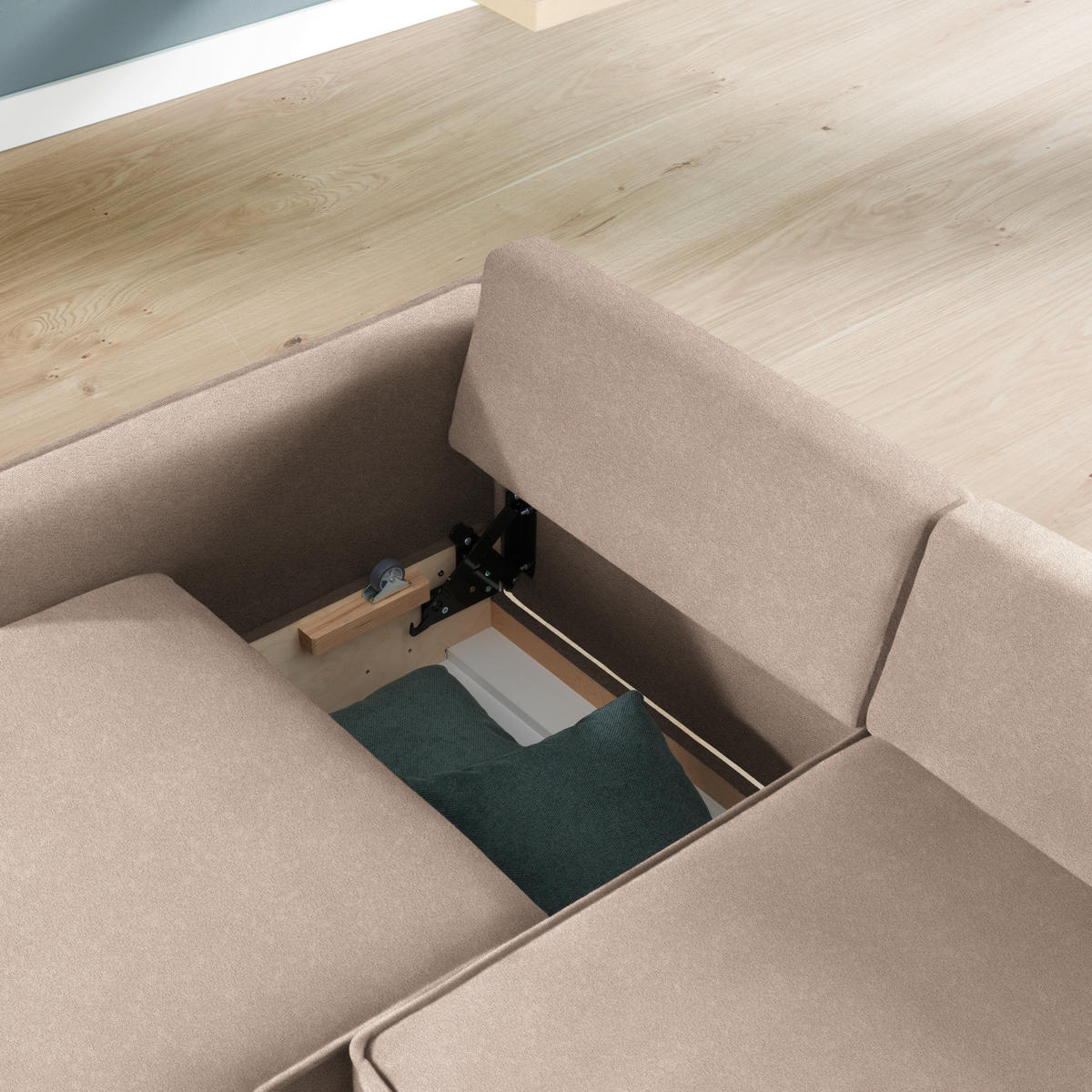 ECKSOFA in Chenille Braun  170/237 cm  - Eichefarben/Braun, KONVENTIONELL, Holz/Textil (170/237cm) - Sedda