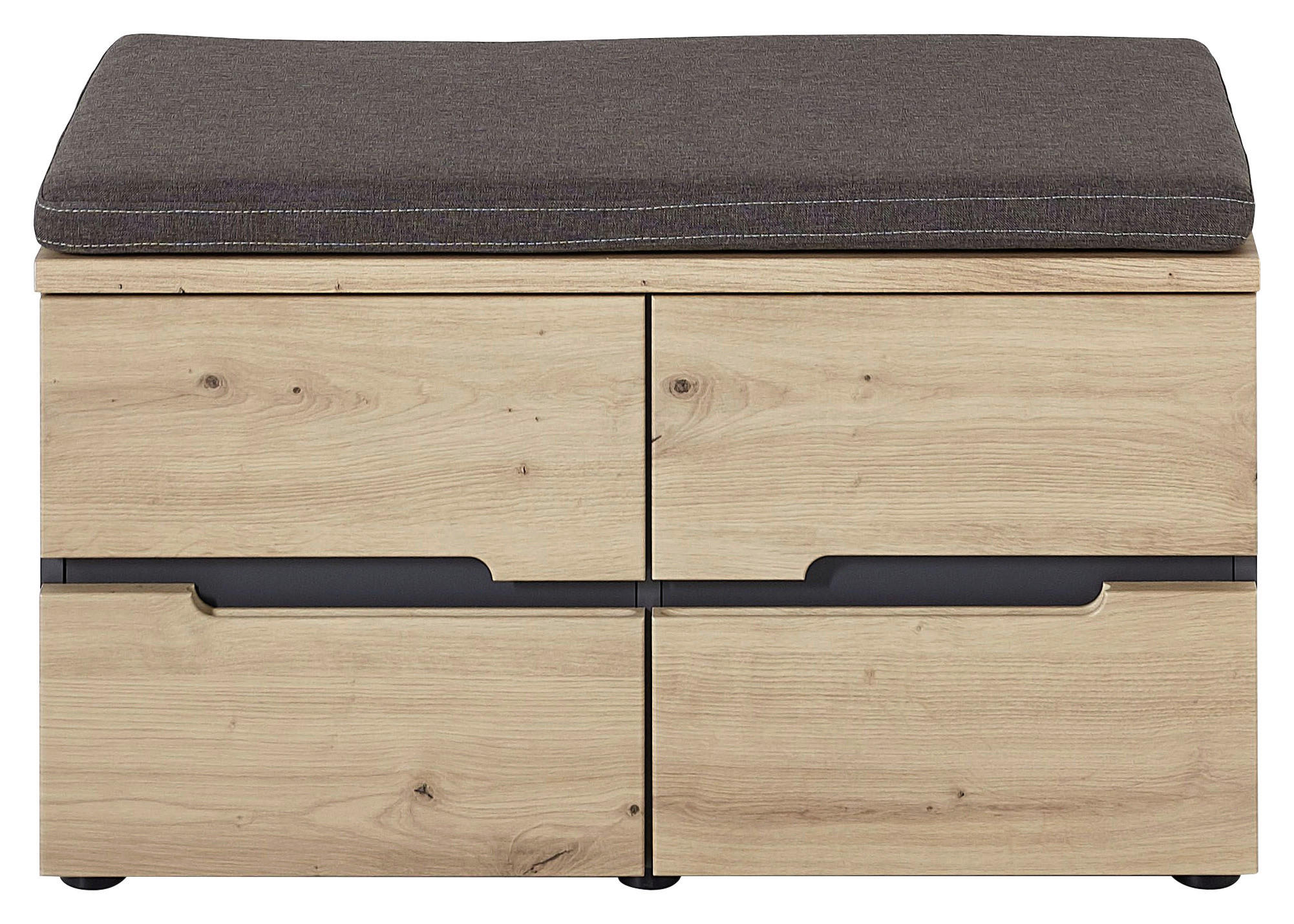BANC DE GARDE-ROBE 80/48/38 cm  - Eichefarben/Graphitfarben, Design, Holzwerkstoff/Textil (80/48/38cm) - Voleo