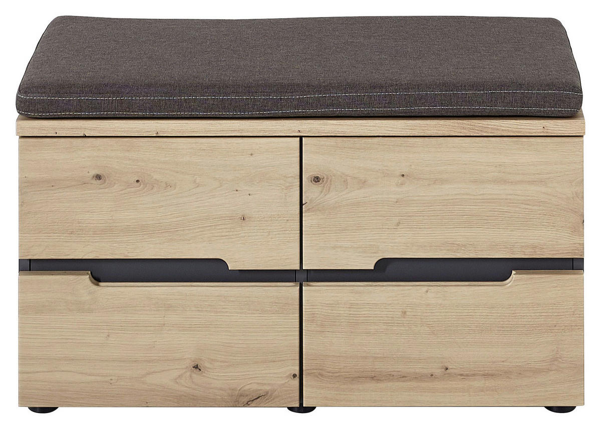 GARDEROBENBANK 80/48/38 cm  - Eichefarben/Graphitfarben, Design, Holzwerkstoff/Textil (80/48/38cm) - Voleo