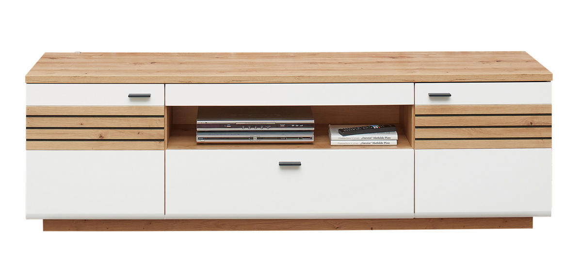 LOWBOARD Fresno  in 254/193/47 cm  - Weiss/Anthrazit, Design, Glas/Holzwerkstoff (254/193/47cm) - Livetastic