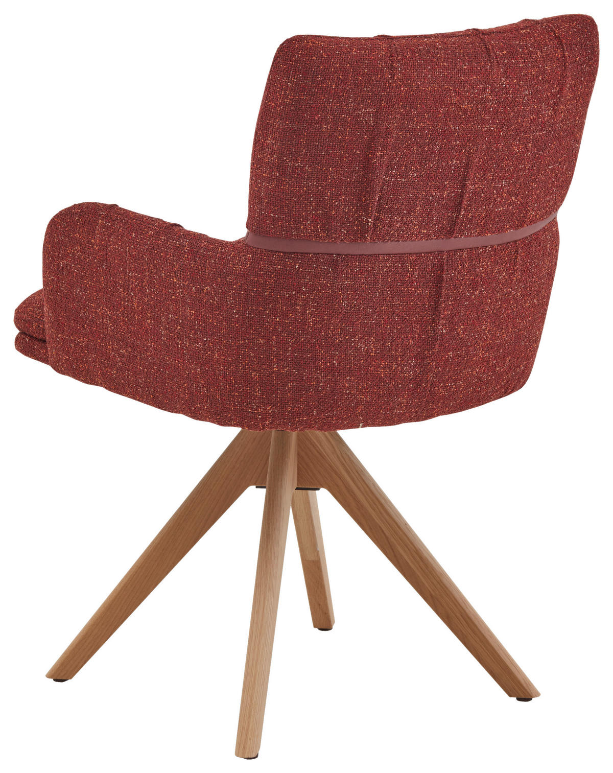 ARMLEHNSTUHL  Typenauswahl, Sitzfläche 360° drehbar, inklusive Armlehnen, Gestellauswahl, automatische Rückholfunktion Mikrofaser  Dunkelrot  - Eichefarben/Dunkelrot, Design, Holz/Textil (61/86/63cm) - Valdera