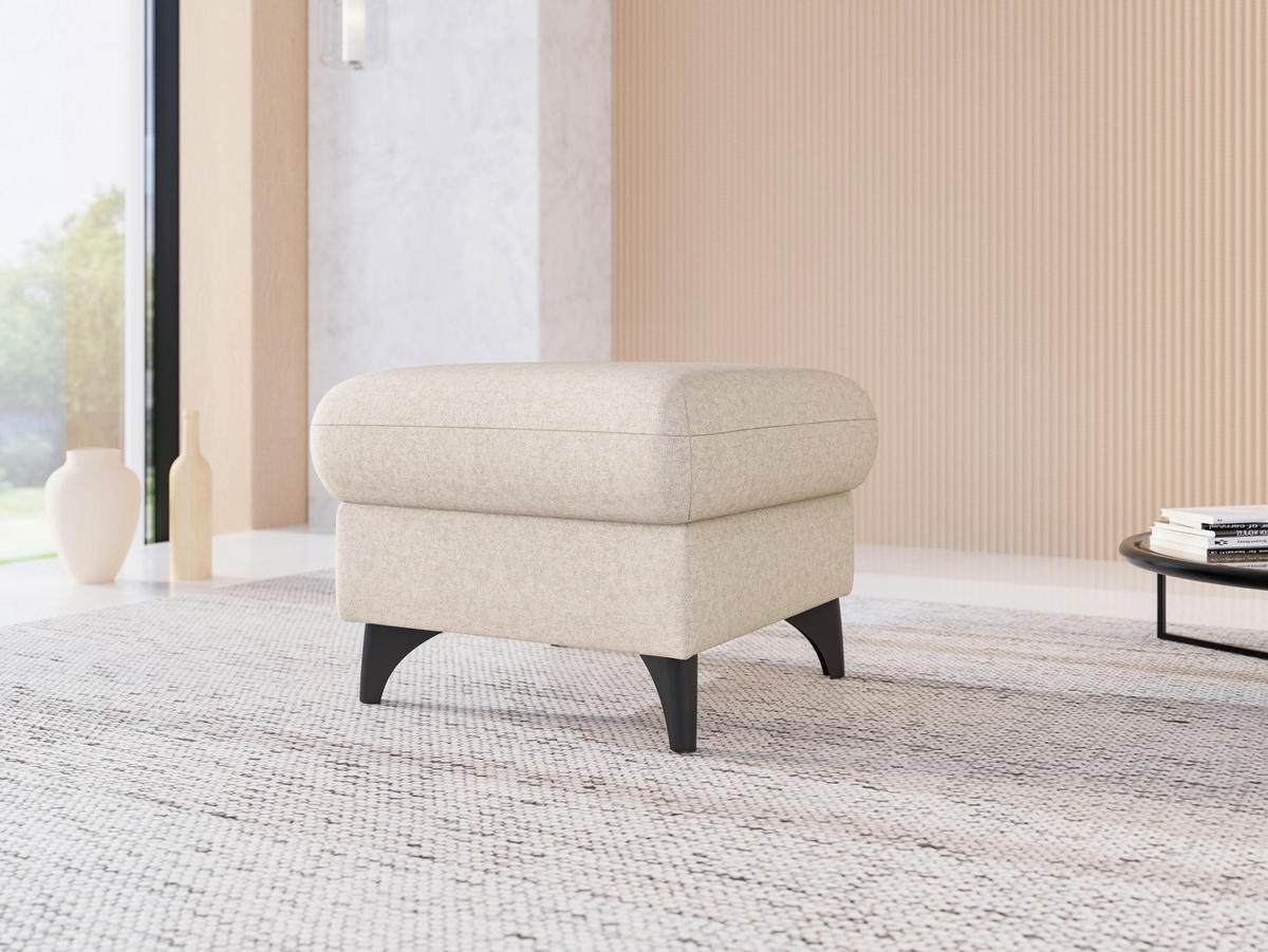 HOCKER in Textil Creme  - Creme/Schwarz, KONVENTIONELL, Textil/Metall (58/48/58cm) - Sit & More