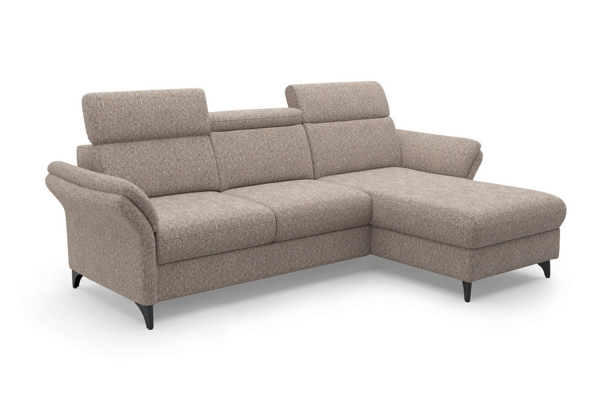 ECKSOFA Chenille Cappuccino  - Schwarz/Cappuccino, Konventionell, Textil/Metall (253/166cm) - Sit & More
