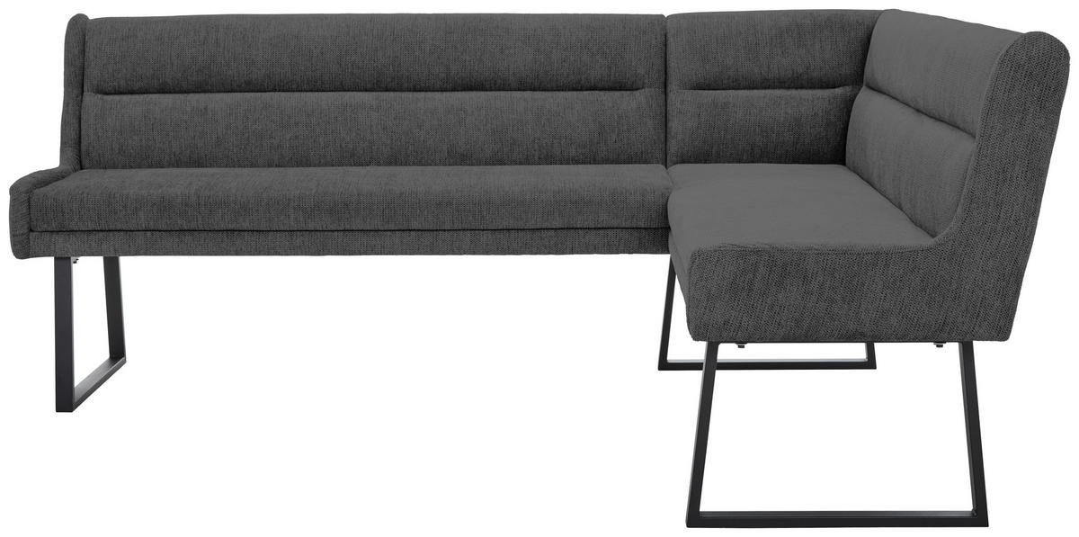 ECKBANK 237/159 cm Webstoff Schwarz, Dunkelgrau   - Dunkelgrau/Schwarz, Design, Textil/Metall (237/159cm) - Novel
