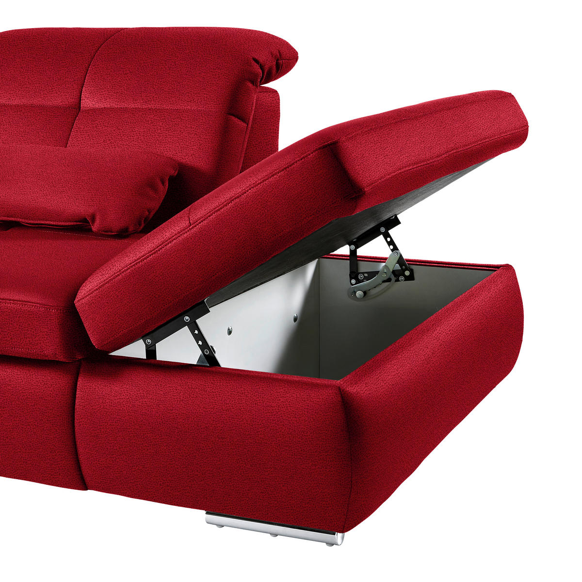 WOHNLANDSCHAFT Mikrofaser Rot  - Chromfarben/Rot, Design, Textil (195/371/260cm) - Beldomo Style